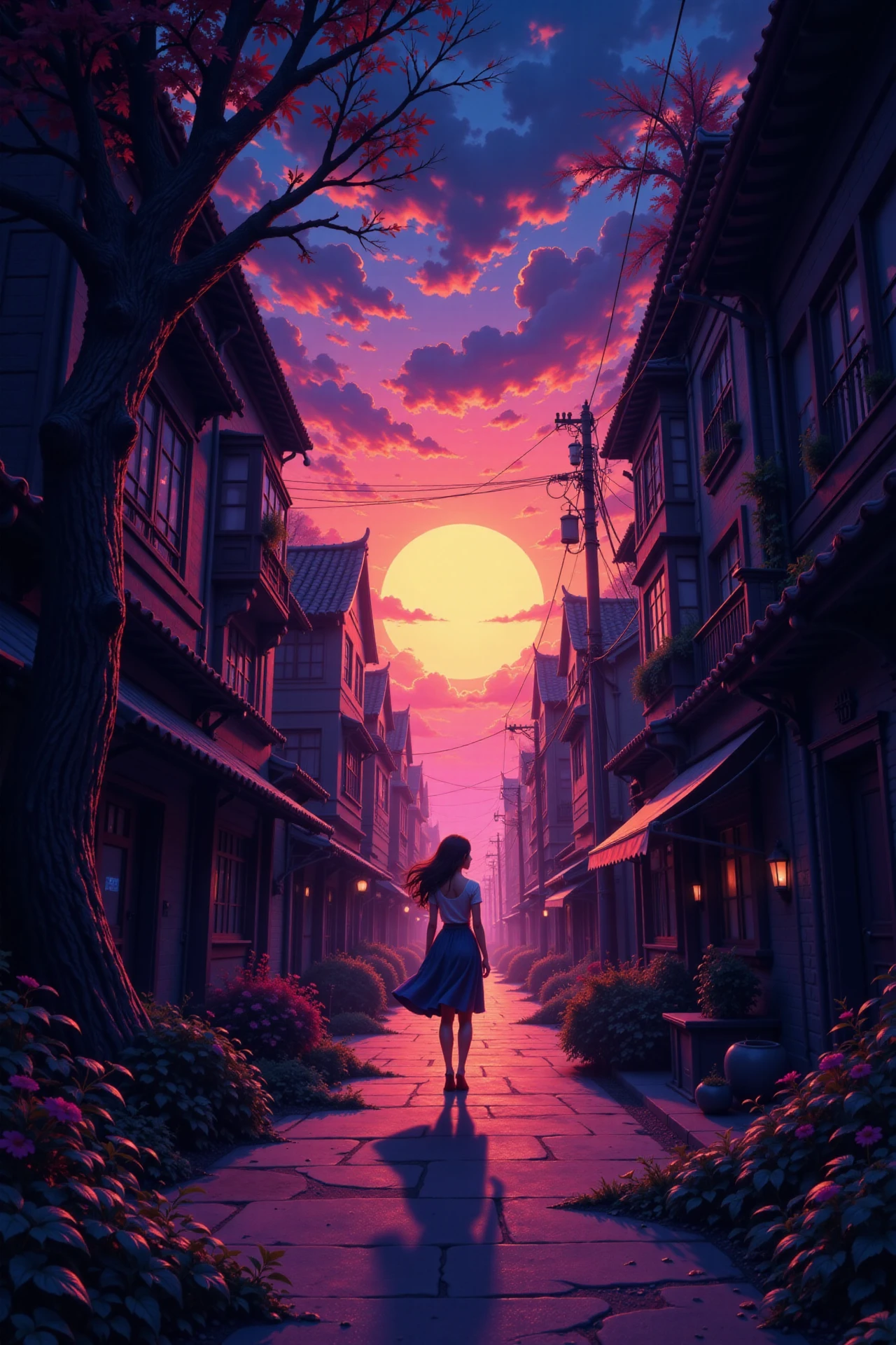 00648-a sinister alley beautiful anime landscape sunset woman by Edurock.webp